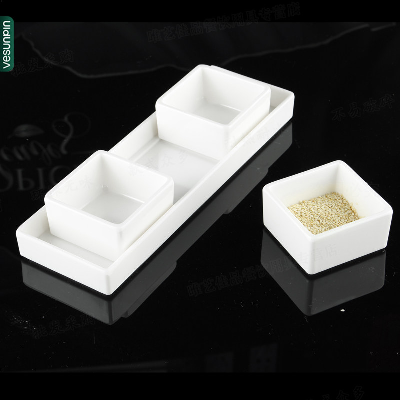 丰美密胺烤鸭三格调味碟子 11寸四方三格碟套装 烧腊碗水果碗W811,餐饮具,碟,淘宝优惠券,粉丝福利购,淘宝优惠卷