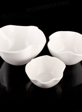 美日嘉宝新款密胺餐具纯白色创意菜碗转角调料碗自动小碗饭碗D310