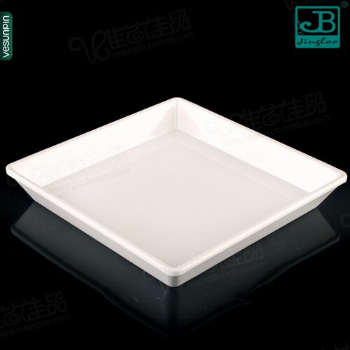 台湾密胺餐具白色四方烤肉深盘
