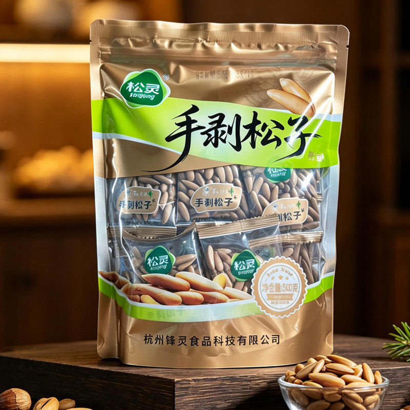 松灵10月新货新果松灵大颗粒 巴西松子500g独立小包装手剥松子