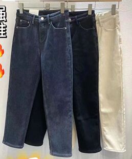 fengdebao凤德堡 6200#冬季 高腰显瘦弹力加厚绒烟管小直筒牛仔裤