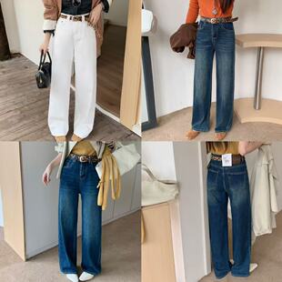 阔腿牛仔拖地裤 琦琦QIQI 高腰显瘦复古蓝宽松窄版 2025秋 女 6821