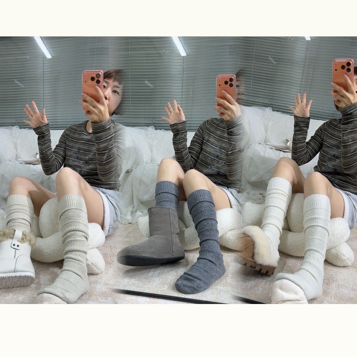 2025新款韩系简约时尚休闲堆堆袜小腿袜袜套袜连脚袜