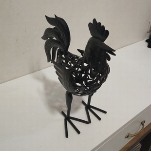 手工简约金属黑色镂空艺术铁公鸡摆件桌面装饰品招财鸡风水鸡摆放