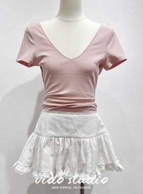 vidostudio白色半身裙芭蕾风少女蛋糕裙甜辣纯欲超短迷你A字裙夏