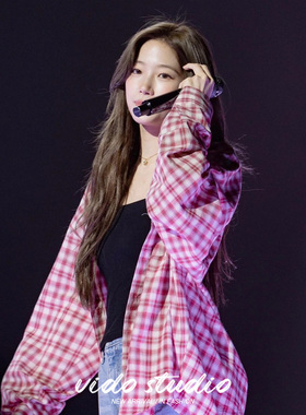 中村一叶同款红色长袖格子衬衫女春慵懒风韩系休闲上衣防晒外套潮