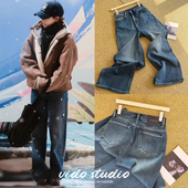 女显瘦宽松慵懒松弛感直筒阔腿裤 赵露思同款 高腰牛仔裤 加绒加厚冬