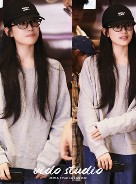 张婧仪同款灰色短款卫衣女25春秋小个子宽松韩系休闲基础款上衣潮