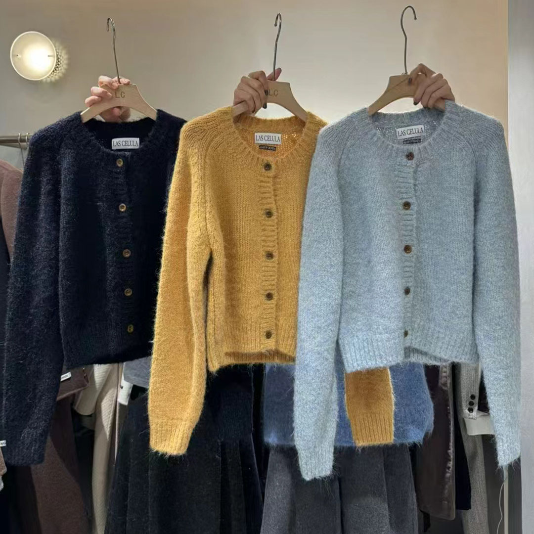 麻花针织开衫外套女慵懒风复古