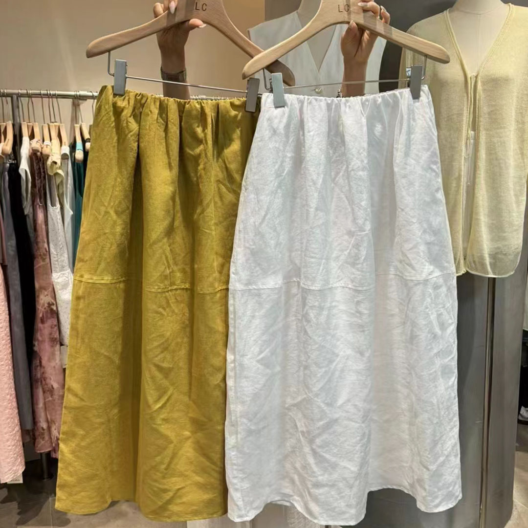 松紧腰半身裙A字中长款半裙女