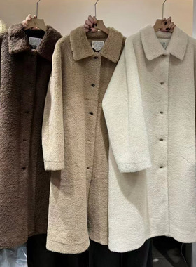 LAS CELULA正品实体店同款韩系时尚皮毛一体大衣女长款宽松外套潮
