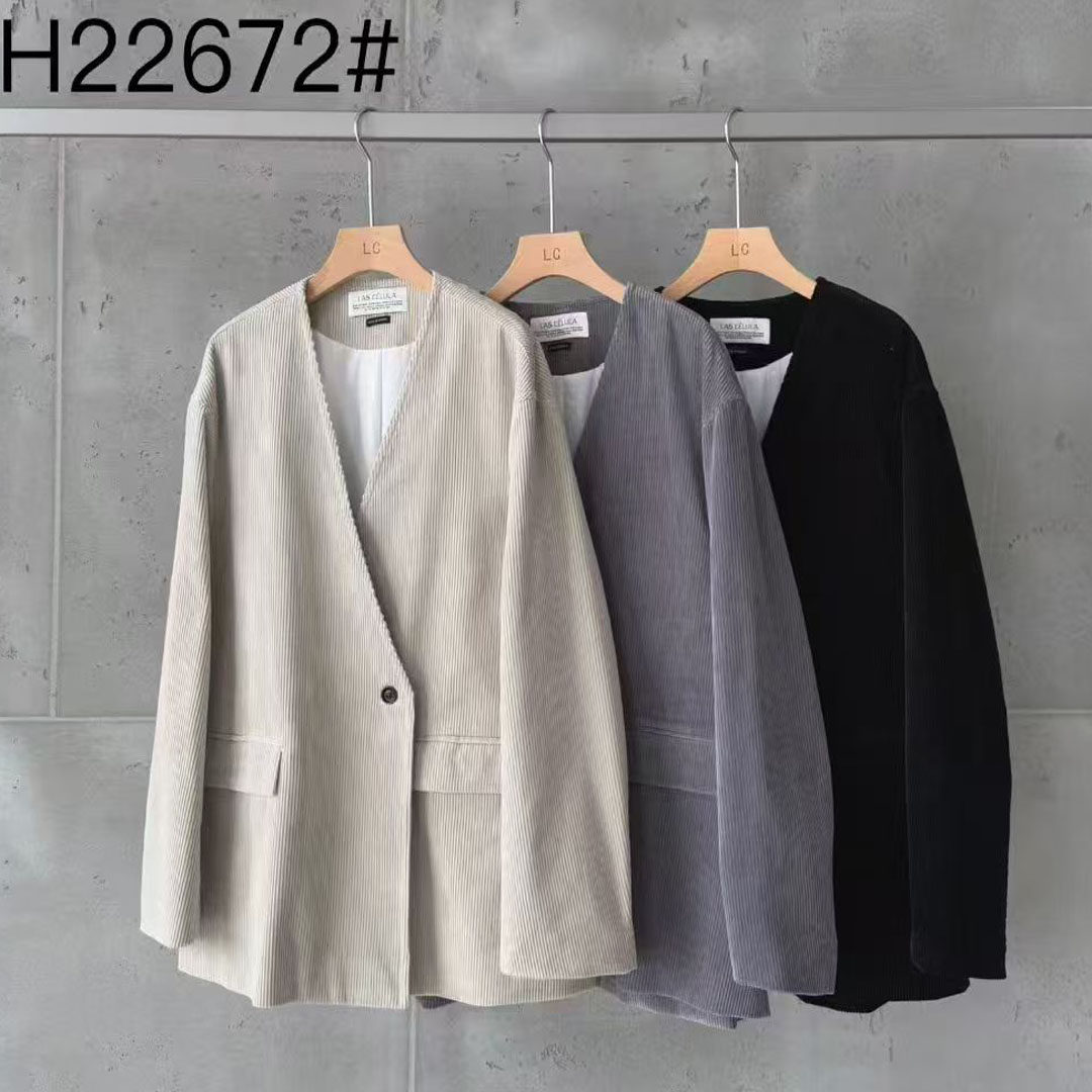 V领西装外套女简约百搭宽松西服