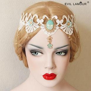 手作lo天鹅湖原创发饰珍珠链王冠沉汐之冠茶会花嫁头饰发带312