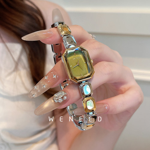 weneed轻奢小众手表女款2025新款方糖小绿表高级感气质小表盘女表