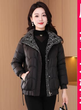 200斤两面穿大码短款女冬季2025新款高端今年流行爆款羽绒服外套