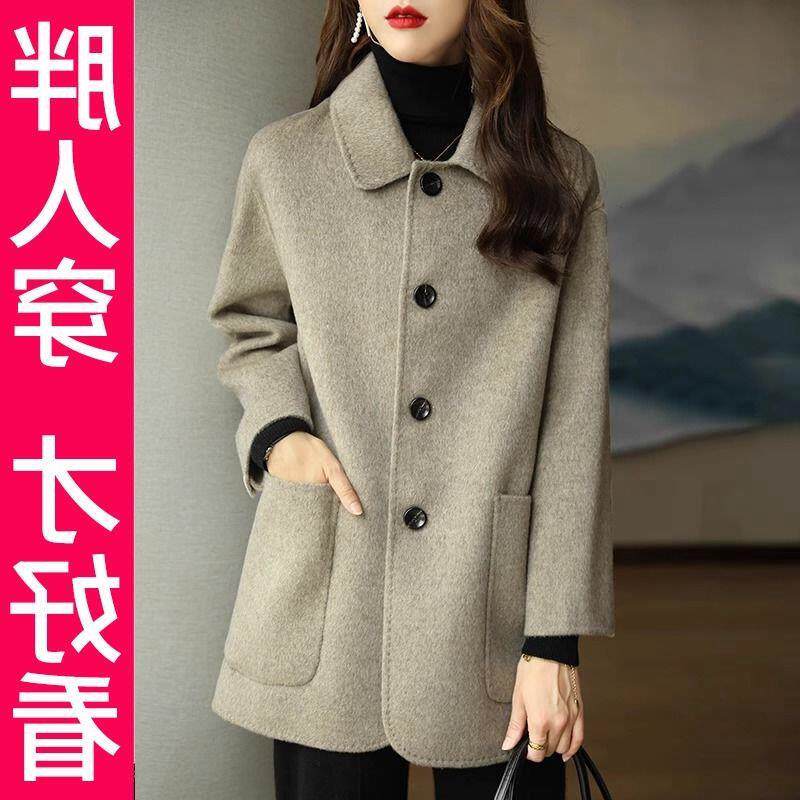 200斤高档大码纯色气质高端毛呢外套女2025秋休闲减龄单排扣大衣