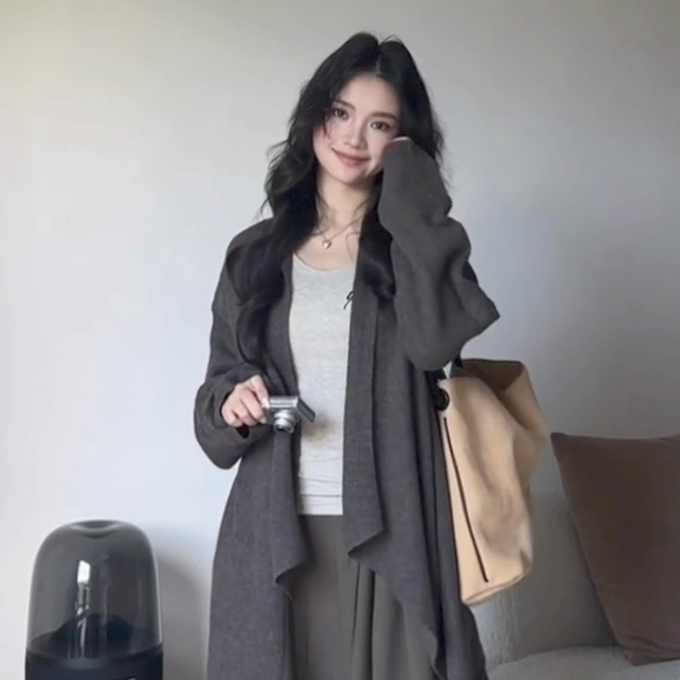 2025新款中长款毛衣开衫女韩系慵懒上衣美拉德外套