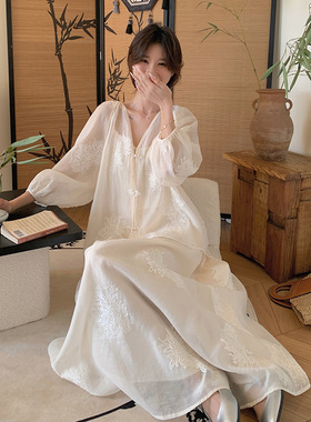 韩系新中式国风白色蕾丝刺绣衬衫半身裙子套装女春夏高级感三件套