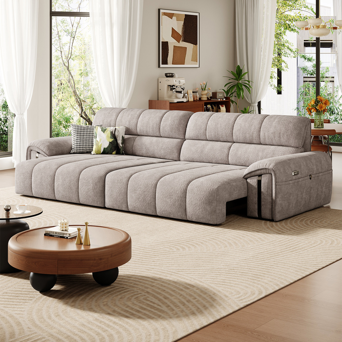 电动功能布艺沙发客厅复古奶油现代简约雪尼尔新款布艺功能沙发,住宅家具,功能沙发,淘宝优惠券,粉丝福利购,淘宝优惠卷