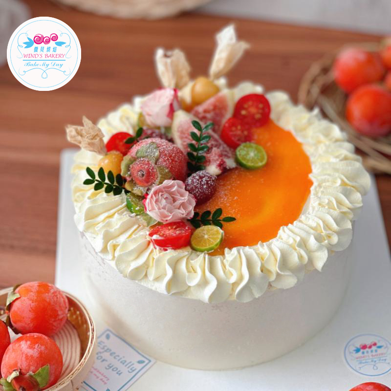 新鲜柿子蛋糕动物奶油上海