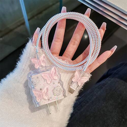简约少女心苹果20w充电器保护套
