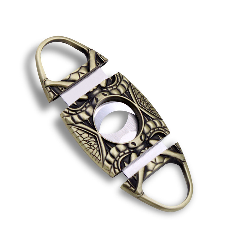 全金属雪茄剪刀立体浮雕眼镜蛇图案导轨滑道高品质雪茄刀雪茄烟钳