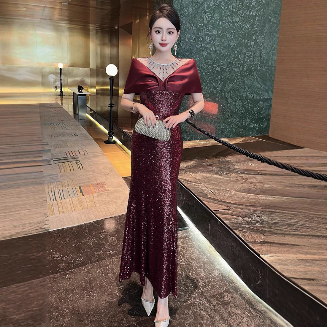 2026新款高级感修身婚宴晚礼服