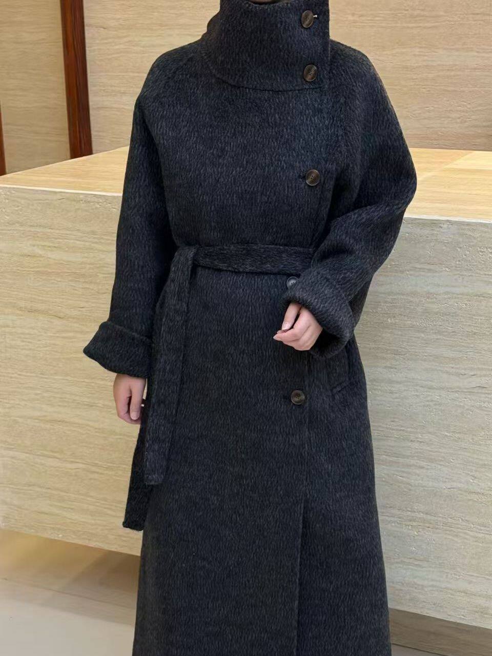 初雪降临 高级感阔版女秋冬26新高级感双面羊毛大衣加长款毛呢