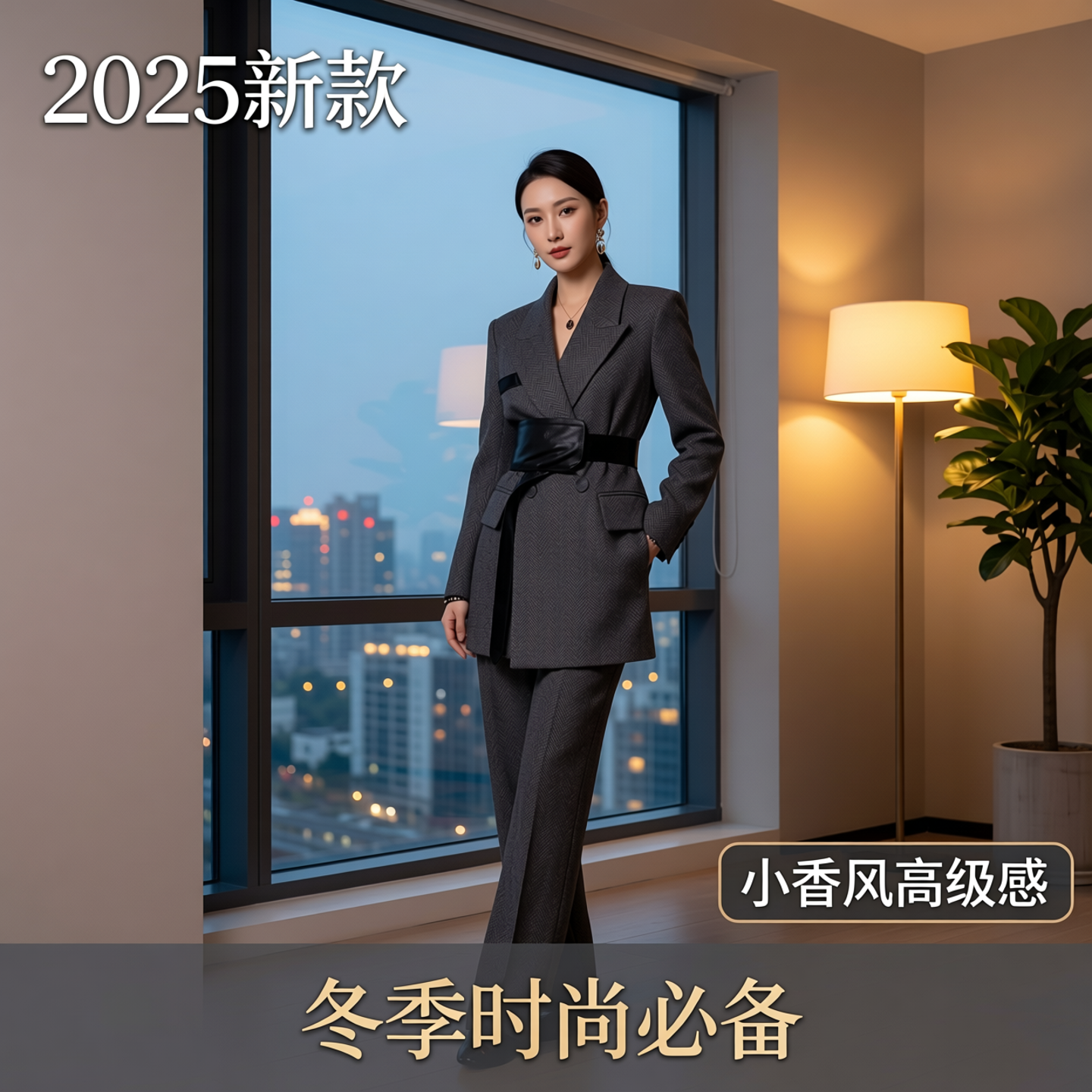 2026新款女短款小香风外套搭配裙西装套装时尚上班休闲名媛穿搭