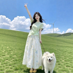 2026超火减龄独特漂亮短袖上衣半身裙穿搭一整套小个子绝美小套装