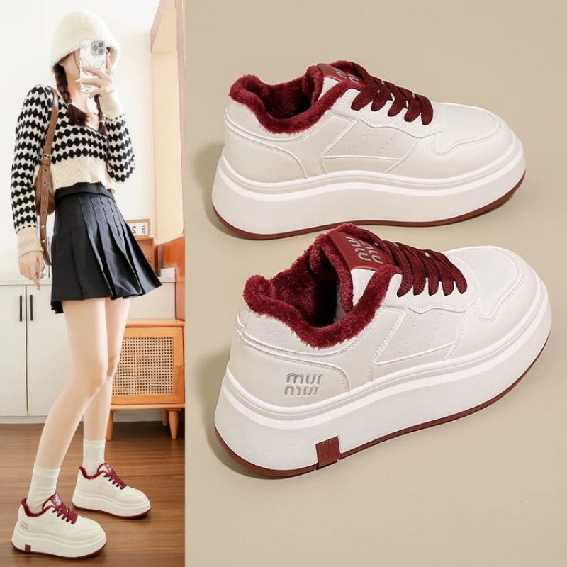 断码加绒保暖小白鞋女款2025新款秋冬季运动休闲鞋踩屎感增高板鞋