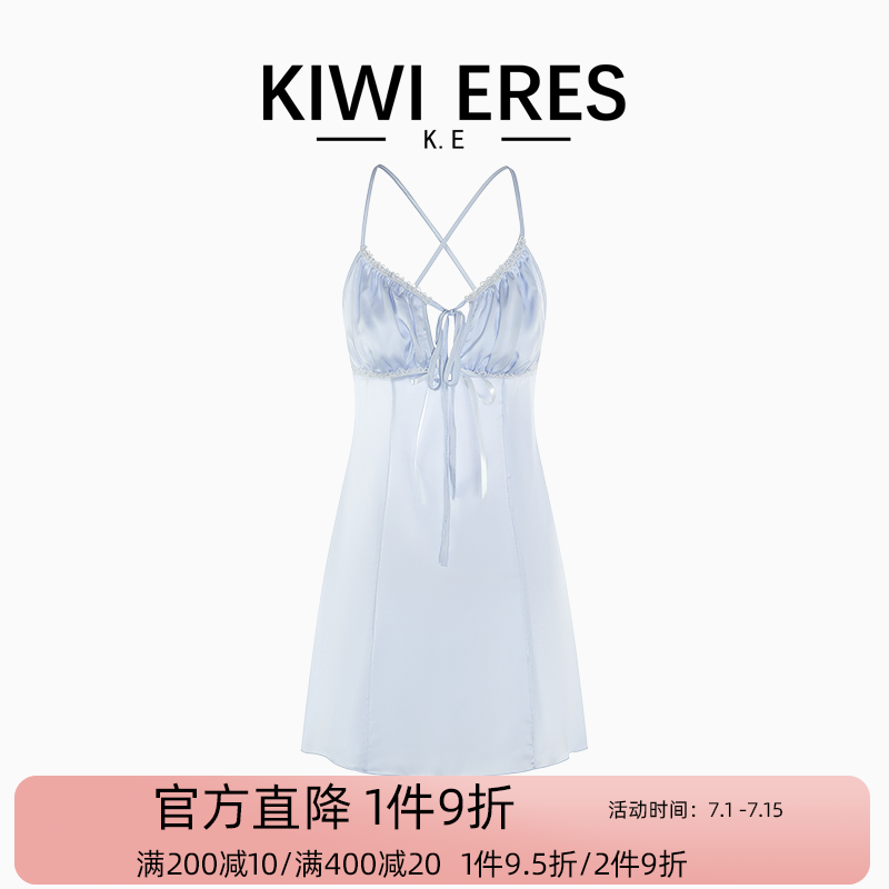 KIWI ERES 性感冰丝睡衣女带胸垫小胸聚拢吊带睡裙无袖纯欲风