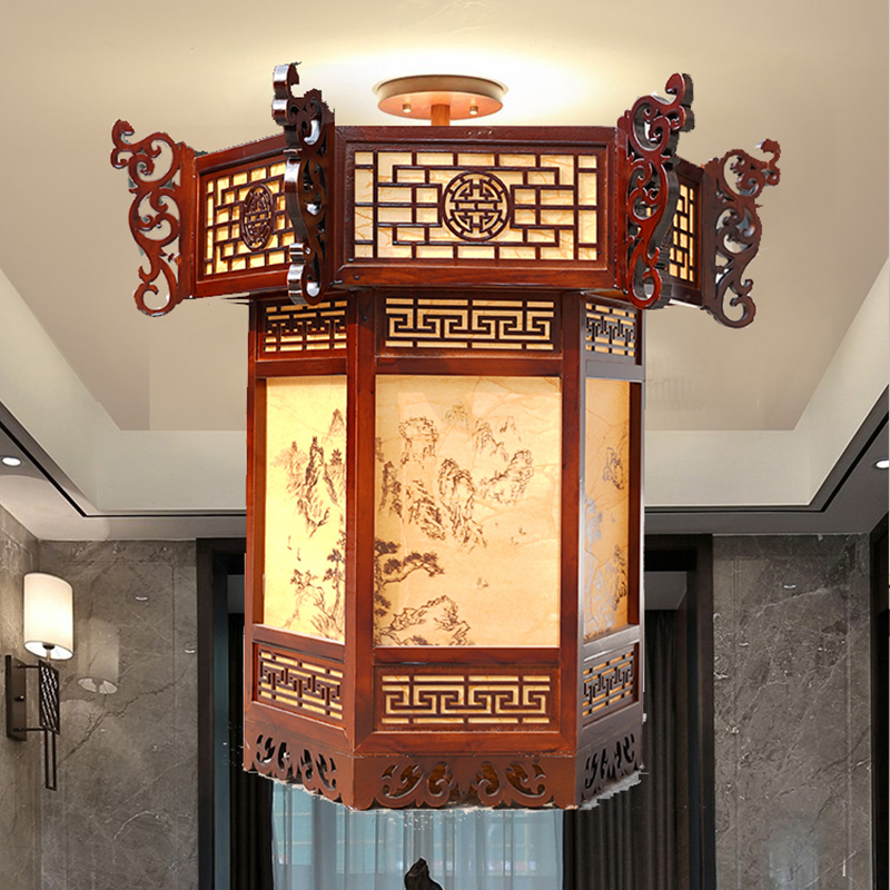 中式仿古实木宫灯寺庙宫廷长廊亭子宫灯古风大厅古建筑中国风灯笼