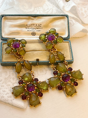 法产中古Isky配色绝美果冻琉璃耳夹孤品 质感很好 英国现货