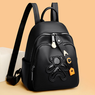 女士真皮简约休闲大容量双肩背包上下班通勤书包旅游包