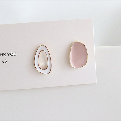 粉色几何图形日韩风全新百搭耳环