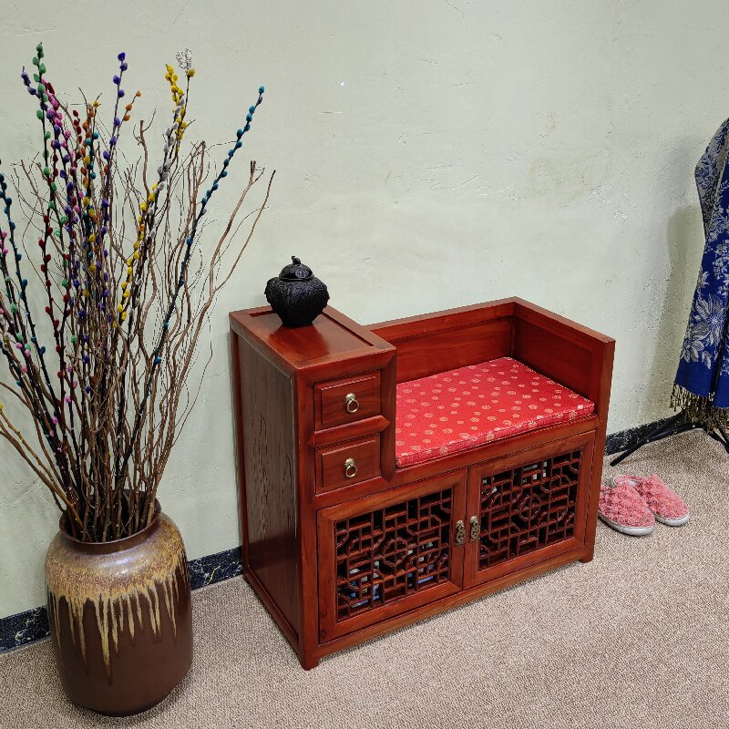 家用门口可坐一体实木中式穿鞋凳