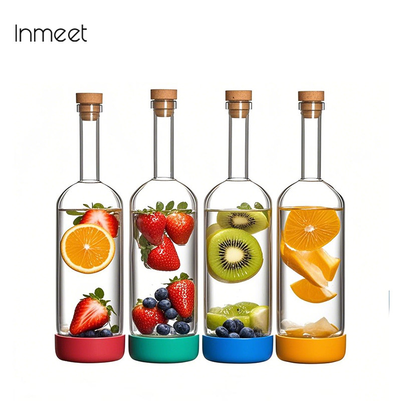 Inmeet玻璃泡酒瓶带木塞 密封储物瓶 水果茶泡酒罐 餐厅油醋瓶子