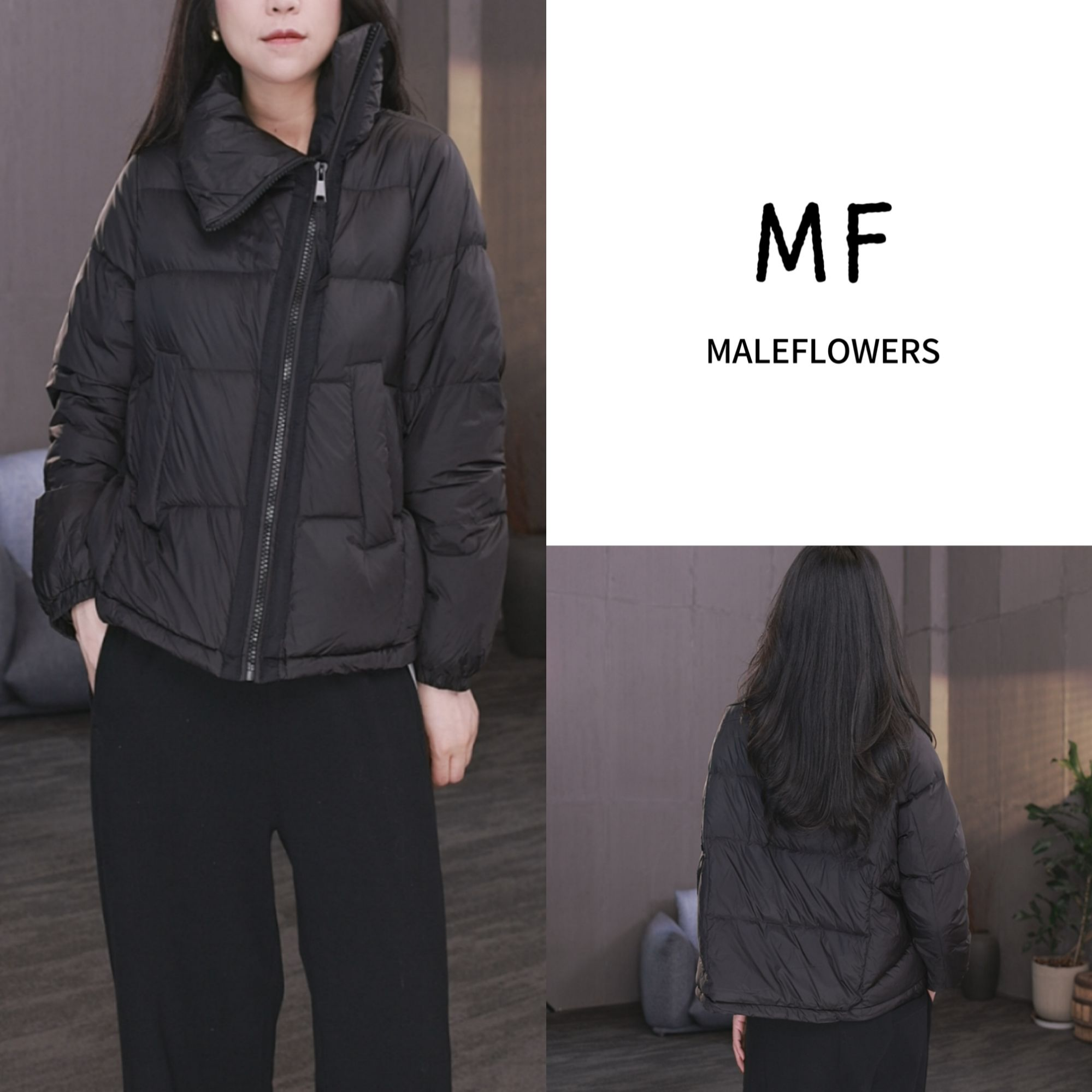 东倪MF 短款白鸭绒羽绒服立领时尚保暖外套百搭秋冬新款 85D88001