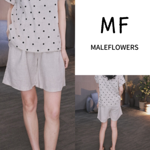 86A8863 子 宽松A字阔腿休闲亚麻短裤 女简约百搭显瘦麻料裤