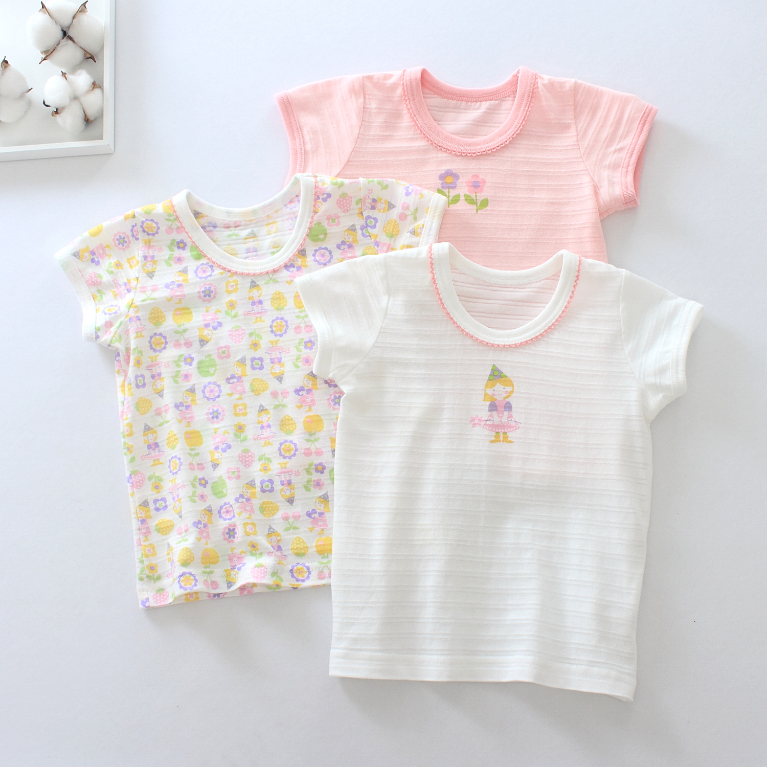 儿童纯棉短袖T恤女宝宝女童女孩薄款竹节棉日系半袖全棉上衣3件装,童装/婴儿装/亲子装,T恤,淘宝优惠券,粉丝福利购,淘宝优惠卷
