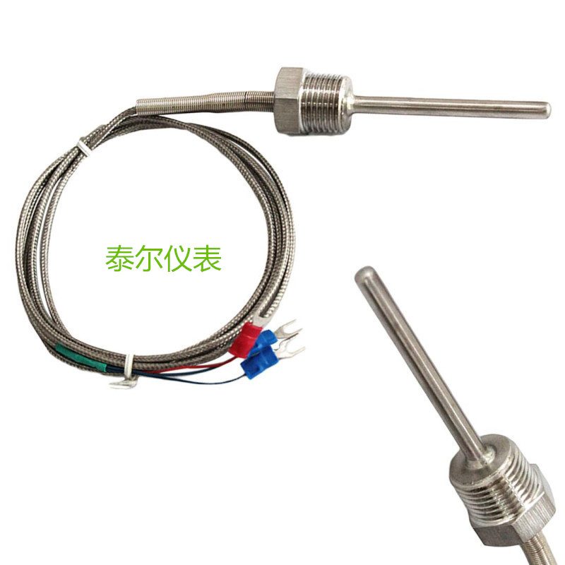 pt100热电阻温控探头热电偶感温线1/4模温机2分不锈钢温度传感器