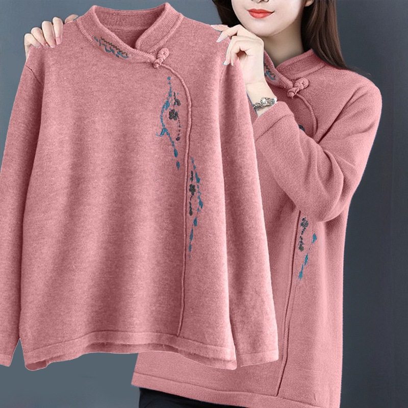 M-4XL德绒加绒加厚文艺复古长袖t恤女秋冬衣外穿上衣绣花打底衫,女装/女士精品,T恤,淘宝优惠券,粉丝福利购,淘宝优惠卷