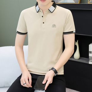 夏季2026新款冰丝polo衫t恤男士短袖潮流修身有领半袖男式体恤衫