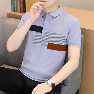 男装 高端翻领T恤夏季 刺绣冰感体恤衫 上衣半袖 POLO衫 冰丝短袖 男士