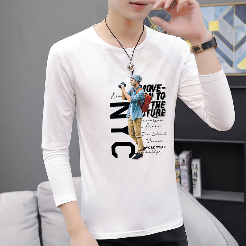 男士长袖t恤纯棉打底衫圆领秋衣