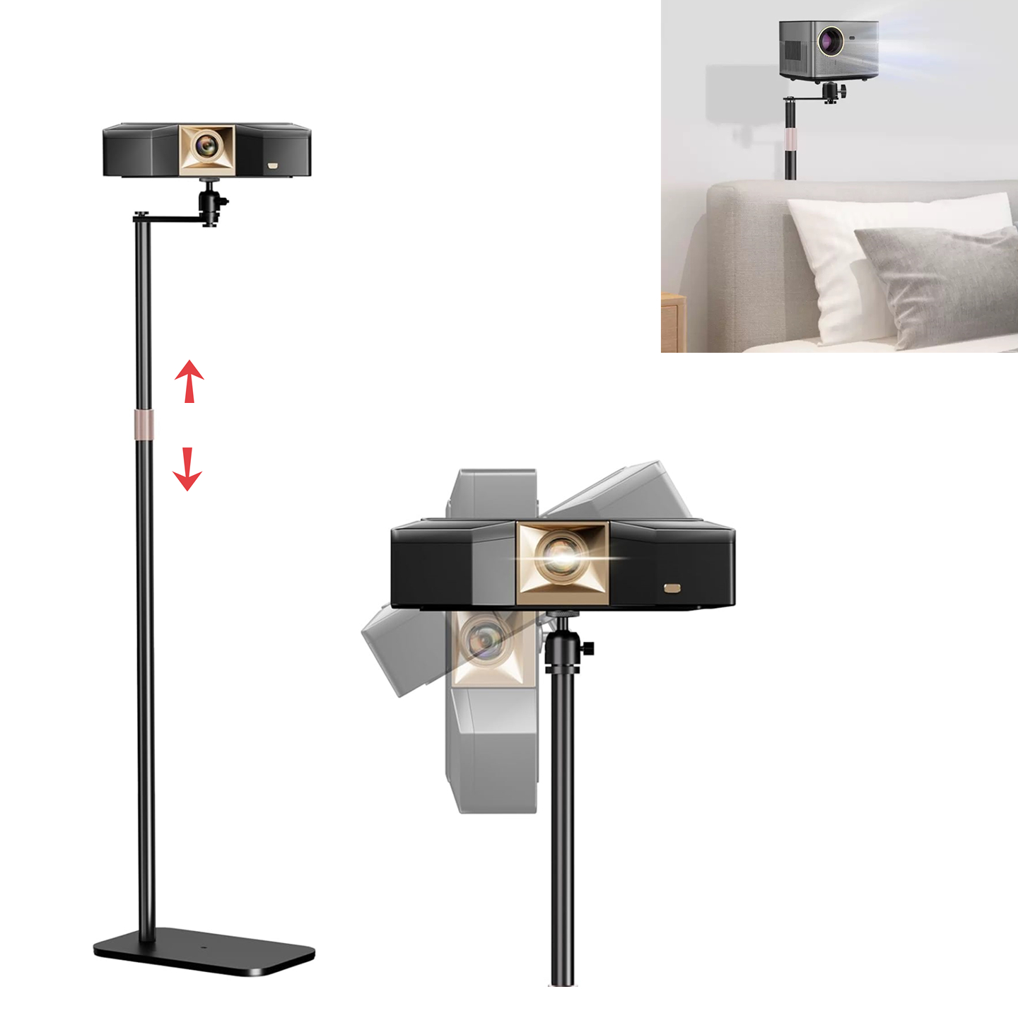 投影仪三脚支架托盘床头靠墙隐藏