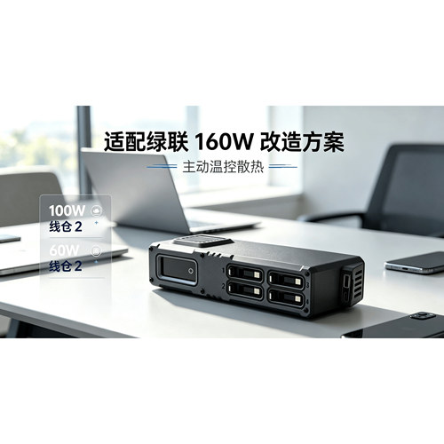 适配绿联160W充电头风扇散热底座伸缩线充电头改造方案