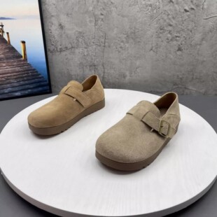 高品质全皮牛反绒勃肯鞋女！2025撤柜断码真皮厚底磨砂皮博肯鞋女