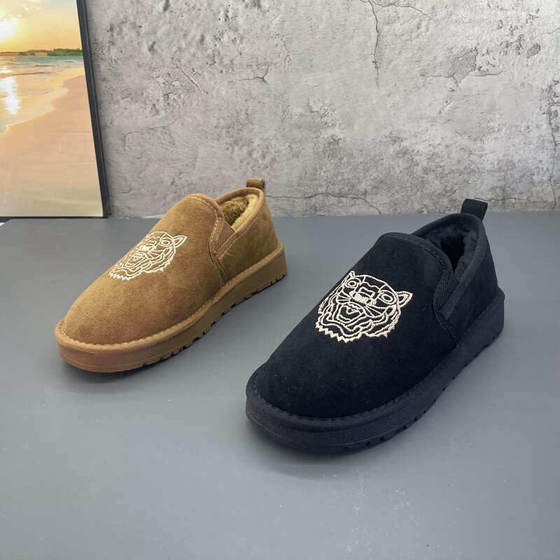 2025新款冬季撤柜断码圆头套脚老虎头加绒保暖雪地靴松紧口棉鞋男